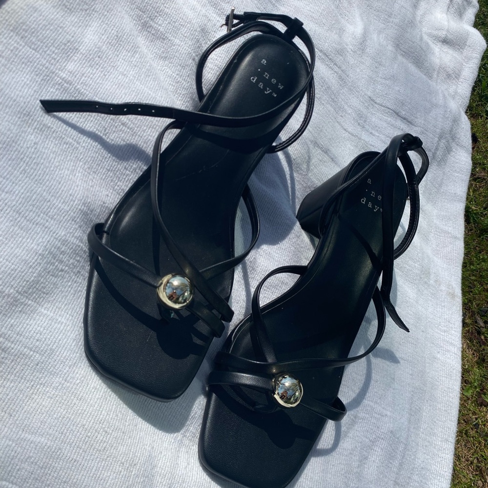 A New Day Black Strappy Heels